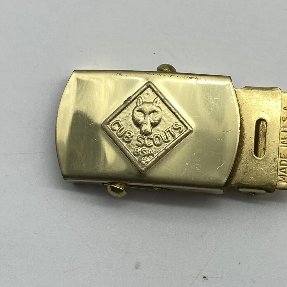 Vintage Cub Scouts BSA Brass Lot Wolf Bear Neckerchief Slide Belt Buckle Explore